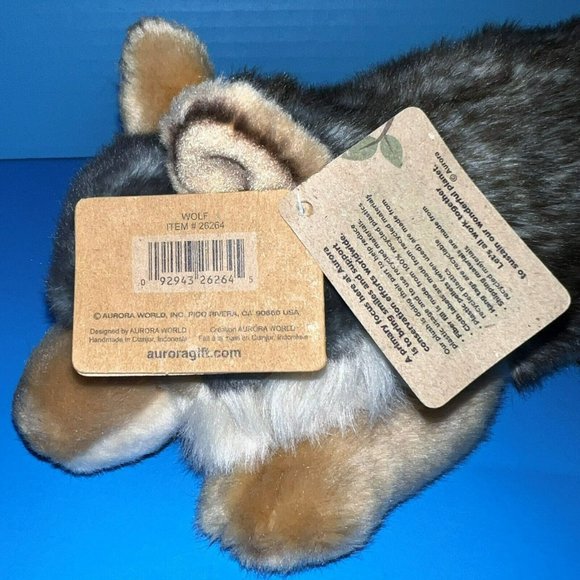Miyoni By Aurora World Wolf Dog 11" Plush Gray Brown Stuffed Animal w/ Tag 26264 - Picture 9 of 11